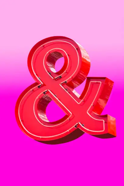 Neon ampersand sign- and sign- Stock image
