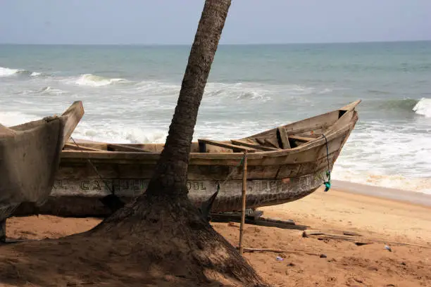 Photo of Fishing boats on a beach near Cape Coast, Ghana