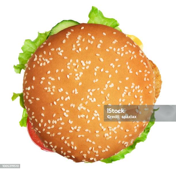 Burger With Clipping Path Isolated Stock Photo - Download Image Now - Burger, Hamburger, Cut Out