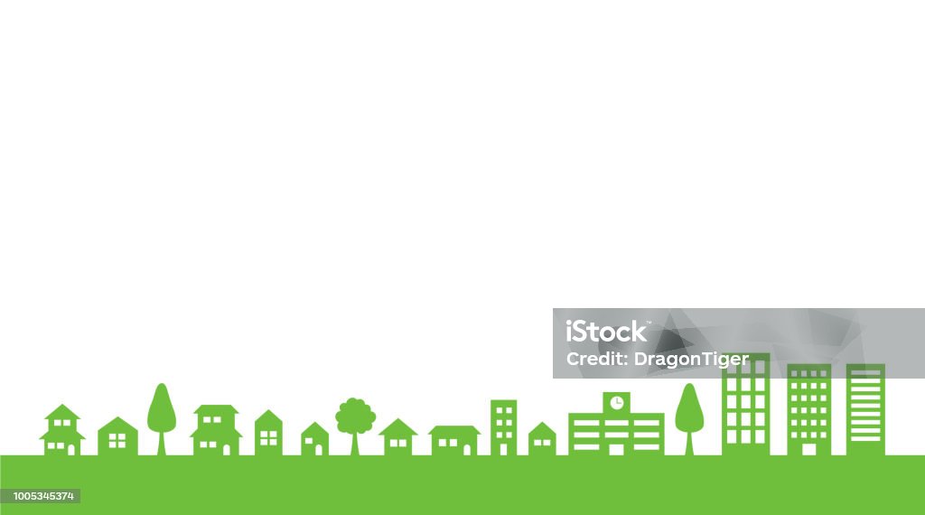 town illustration(background material) blue sky & town In Silhouette stock vector