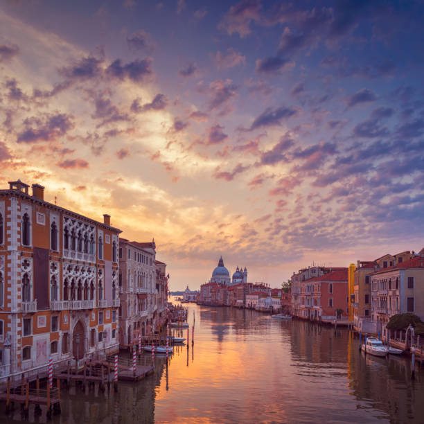 гранд-канал в венеции, италия - vibrant color venice italy travel destinations architecture стоковые фото и изображения