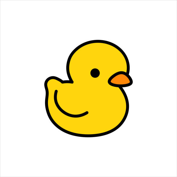 ilustraciones, imágenes clip art, dibujos animados e iconos de stock de logo de pato garabato - rubber duck
