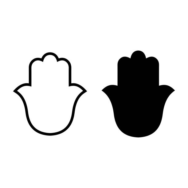 ilustrações, clipart, desenhos animados e ícones de mão de hamsa logotipo de fátima - hamsa