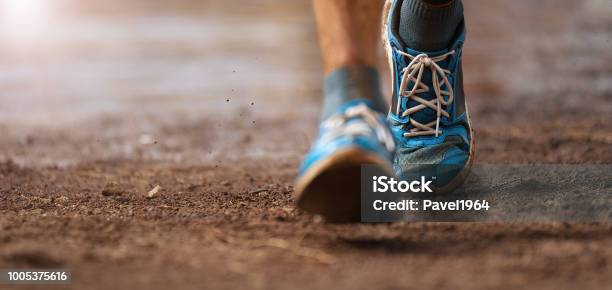 Trail Running Action Stock Photo - Download Image Now - Cross-Country Running, Walking, Exercising