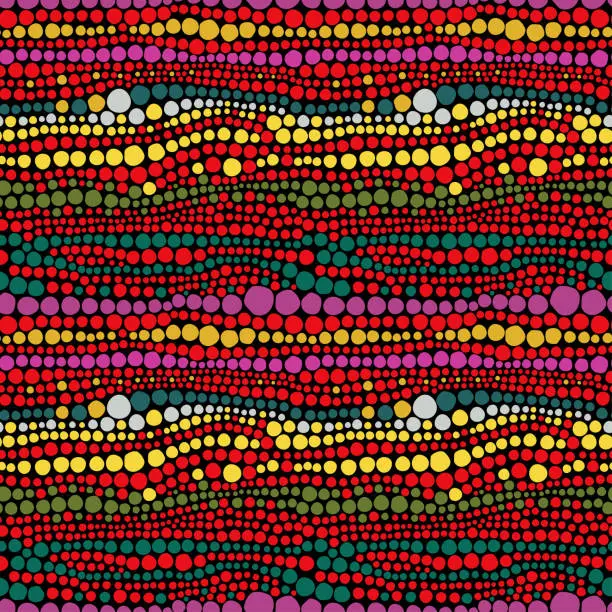 Vector illustration of african pattern of bright strings of beads