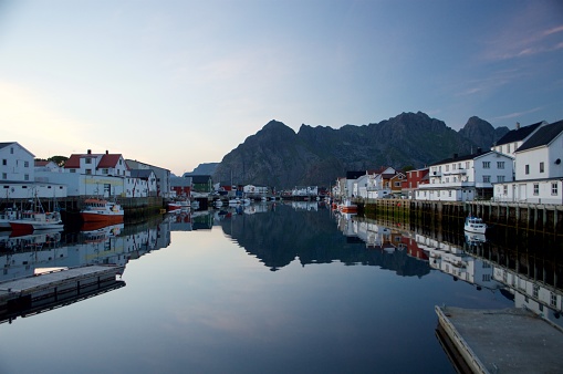The little port of Henningsvaer village in Lofoten islands.
