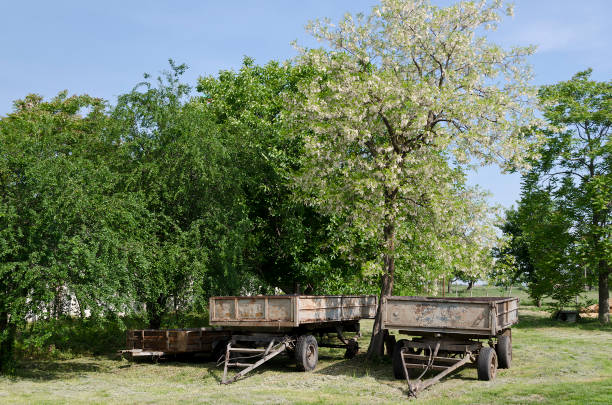 Obsolete weathered metal lightweight cargo trailers