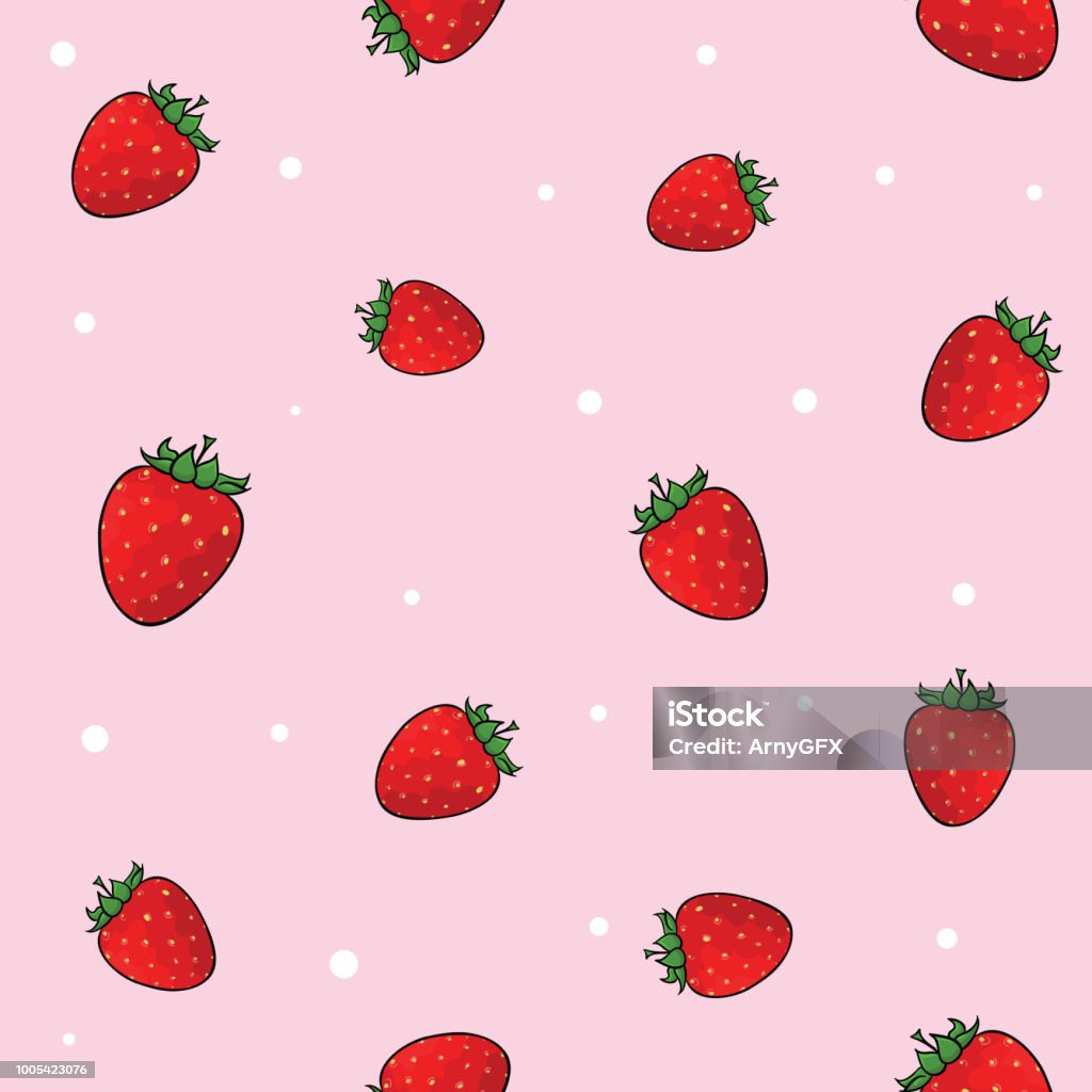 Bộ Gạch Dâu Tây Ngon Ngọt Trên Nền Màu Hồng Với Hoa Giấy Trắng ...