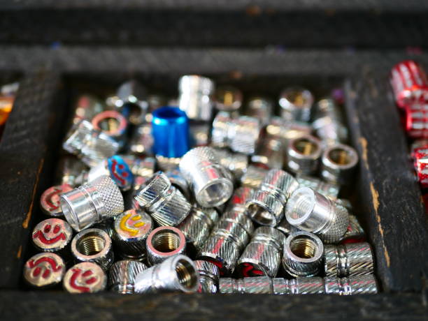 istock close Car tire pressure valve part 1005435148
