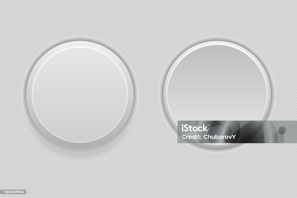 Button Normal Round Button Pushed And Normal Gray Round Interface Buttons Stock Illustration ...