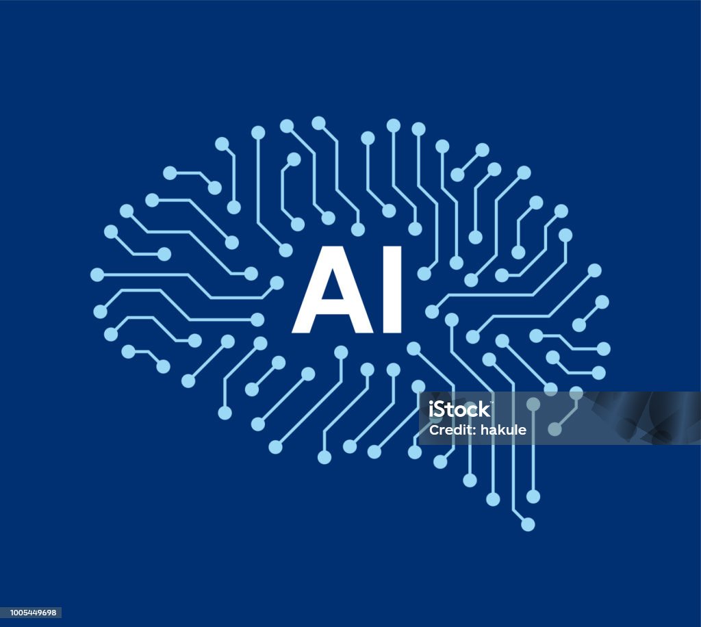 circuit board in the Cyborg brain, Artificial intelligence of digital human. Artificial Intelligence stock vector