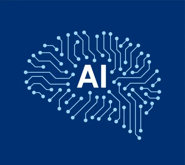 Vector illustration of circuit board in the Cyborg brain, Artificial intelligence of digital human.