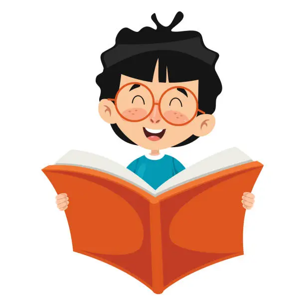 Vector illustration of Vector Illustration Of Kid Reading Book