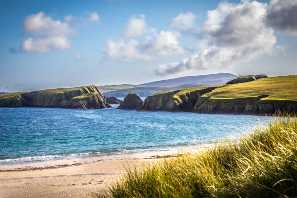 prachtig uitzicht op de shetlands - shetlandeilanden stockfoto's en -beelden