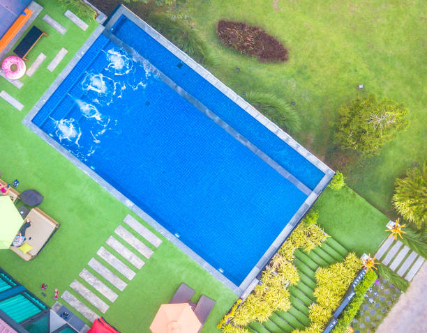 istock Top view of modern swimming pool 1005466086