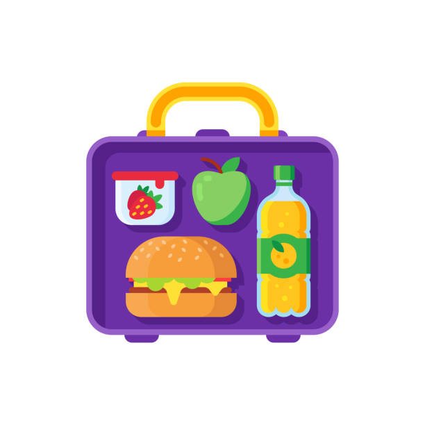 School Lunch In Lunchbox Healthy Dinner In Food Box Schoolkid Meal Metal  Bag With Sandwich Apple And Snacks Cartoon Vector Illustration Stock  Illustration - Download Image Now - iStock