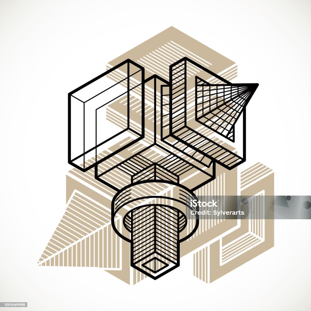 Engineer Abstract Shape Engineering Abstract Shape 3d Vector Polygonal Figure Stock ...