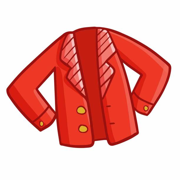 ilustrações, clipart, desenhos animados e ícones de casaco vermelho engraçado no estilo cartoon - vector fantasy elegance safety