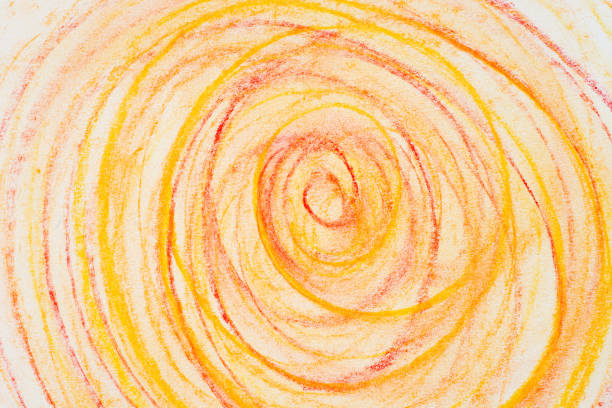 orange color crayon circles on paper drawing bacground texture