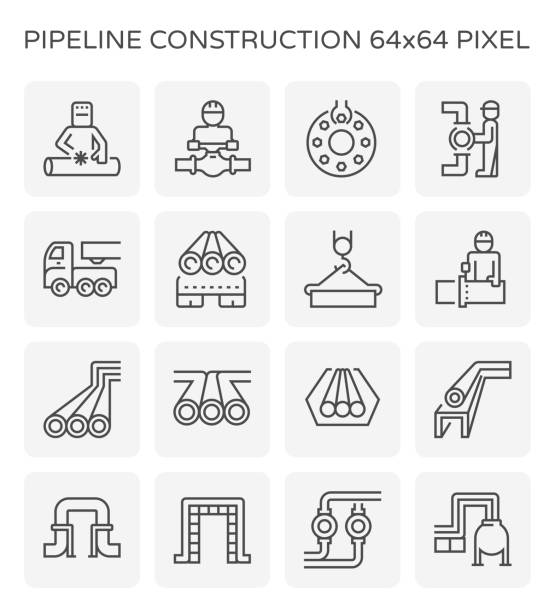 ikona budowy rurociągu - przemysł metalurgiczny stock illustrations