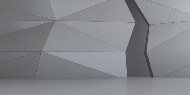 istock 3D stimulate of concrete polygon interior space with modern pattern on the wall,Perspective of minimal design architecture,3d rendering 1005484002