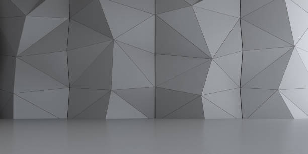istock 3D stimulate of concrete polygon interior space with modern pattern on the wall,Perspective of minimal design architecture,3d rendering 1005484010