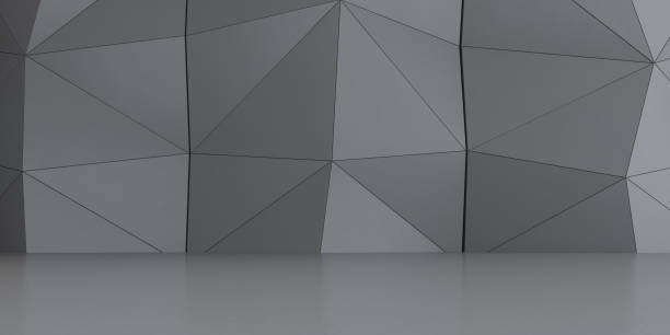 istock 3D stimulate of concrete polygon interior space with modern pattern on the wall,Perspective of minimal design architecture,3d rendering 1005484024