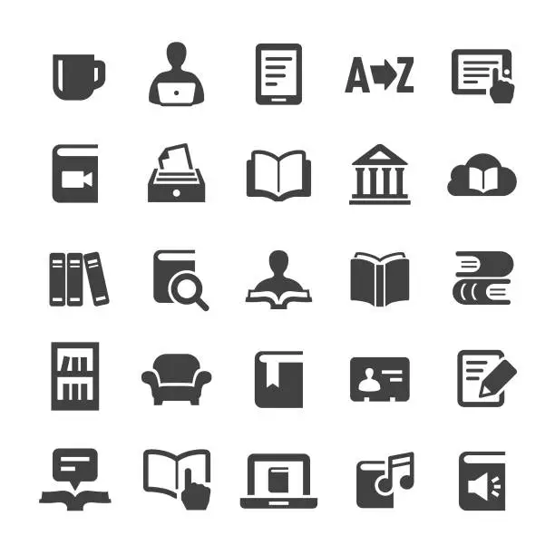 Vector illustration of Library and books Icons - Smart Series