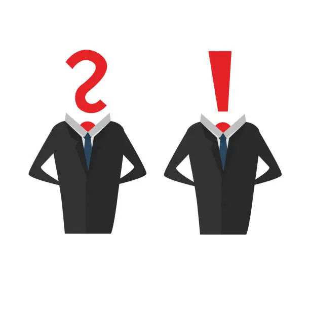 Vector illustration of Exclamation and Question mark with Business Suits.