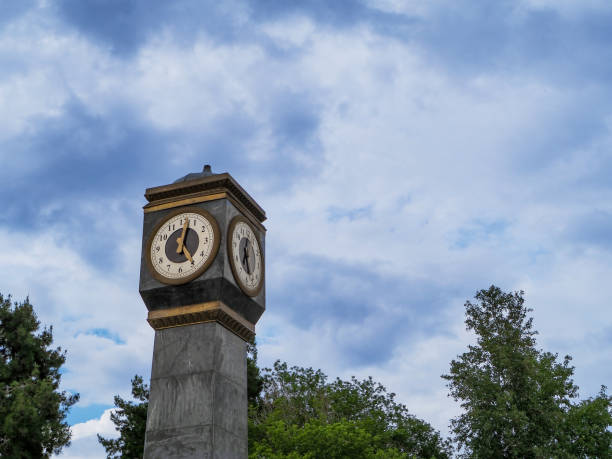 standing clock tower in the automobile junction in turkey