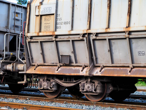 istock rails and freight wagon on the railway 1005524668