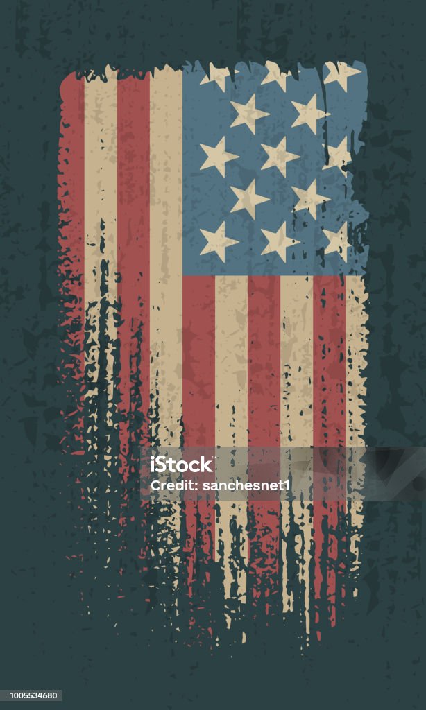 Flag of the USA Flag of the USA. Vintage American flag grunge style. Isolated vector illustration on dark background. American Flag stock vector