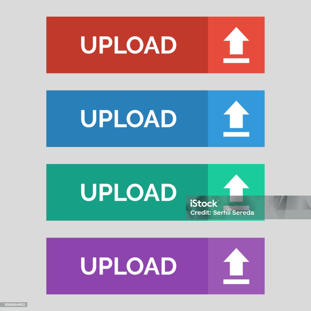 Ulpoad Button Examples Upload Flat Buttons On Grey Background Stock Illustration - Download ...