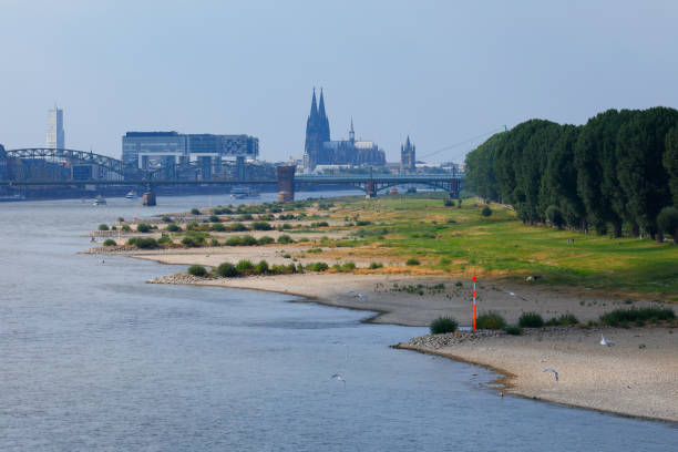istock River Rhine with low water, Cologne, Germany 1005548760