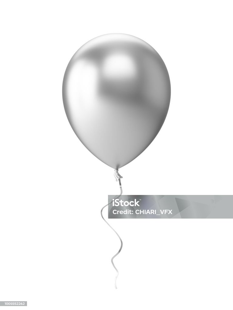 3D Rendering silver Balloon Isolated on white Background 3D Rendering silver Balloon Isolated on white Background. Balloon Stock Photo