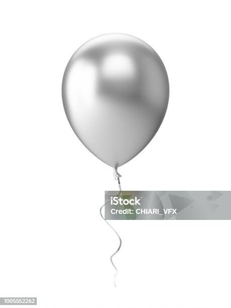 3d Rendering Silver Balloon Isolated On White Background Stock Photo - Download Image Now