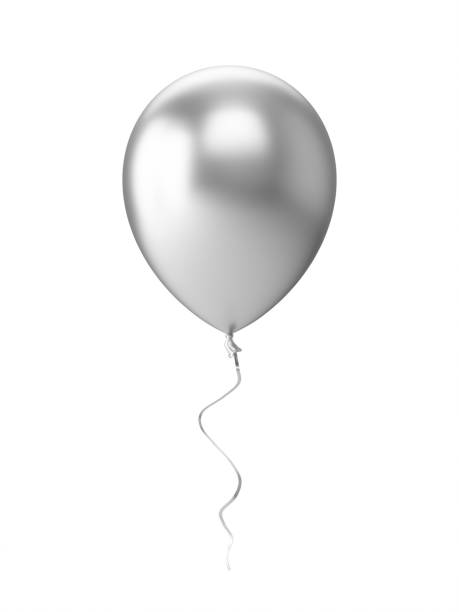 renderowanie 3d srebrny balon izolowany na białym tle - isolated on gray zdjęcia i obrazy z banku zdjęć