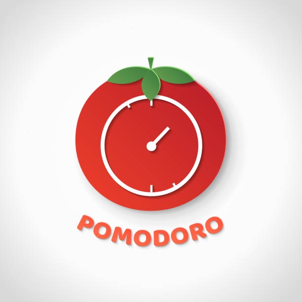 pomodoro-technik. papier-kunst-realistische vektor-illustration - tomatensoße stock-grafiken, -clipart, -cartoons und -symbole