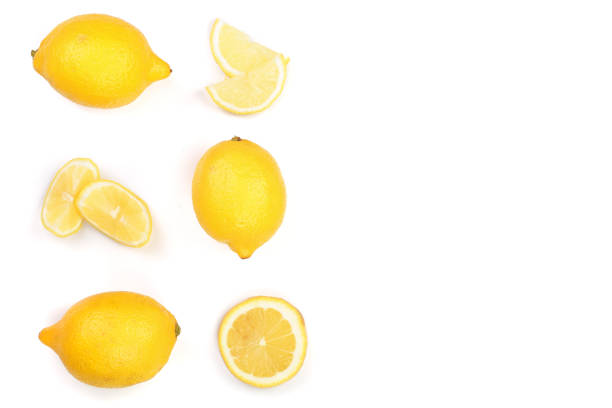 istock Lemon isolated on white background. Seamless pattern with fruits with copy space for your text. . Top view. Flat lay 1005553132