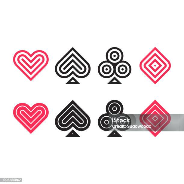 Pokericonset Stock Vektor Art und mehr Bilder von Kartenspiel - Kartenspiel, Herzform, Spielkarte Herz