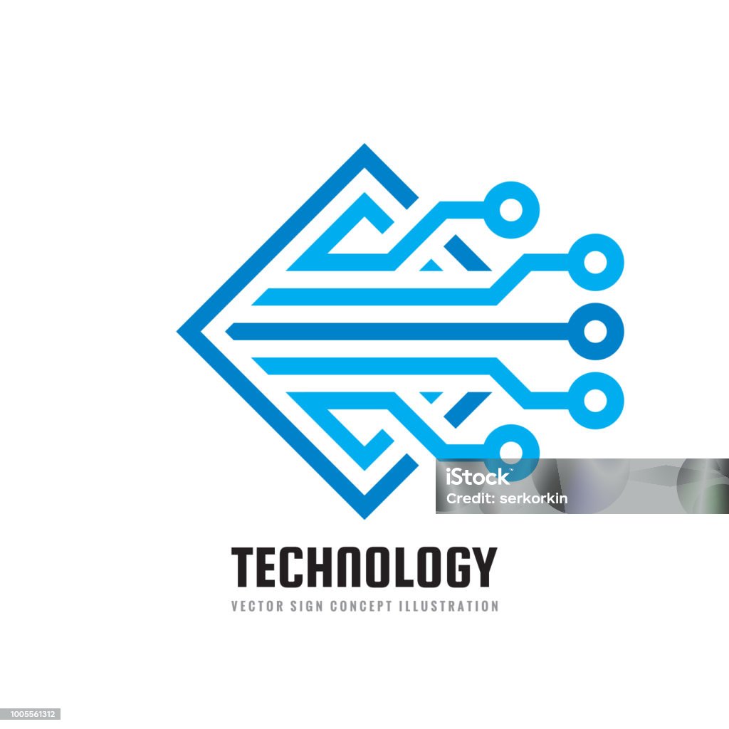 Computer Design. Sign Electronic Computer Chip Concept Business Sign Template Vector ...