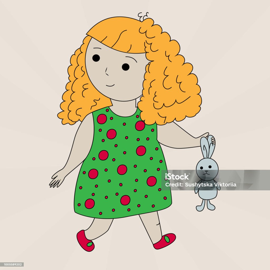 Vector Clipart Phim Hoạt Hình Cô Gái Nhỏ Đồ Họa Áo Phông Cho Trẻ ...