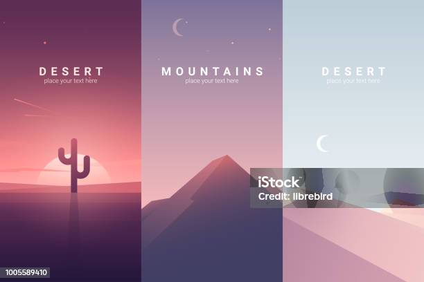 Desert And Mountain Landscape Background Illustration Stock Illustration - Download Image Now