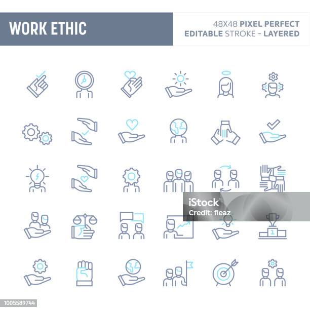 Work Ethic Minimal Vector Icon Set Stock Illustration - Download Image Now - Icon Symbol, Honesty, Morality
