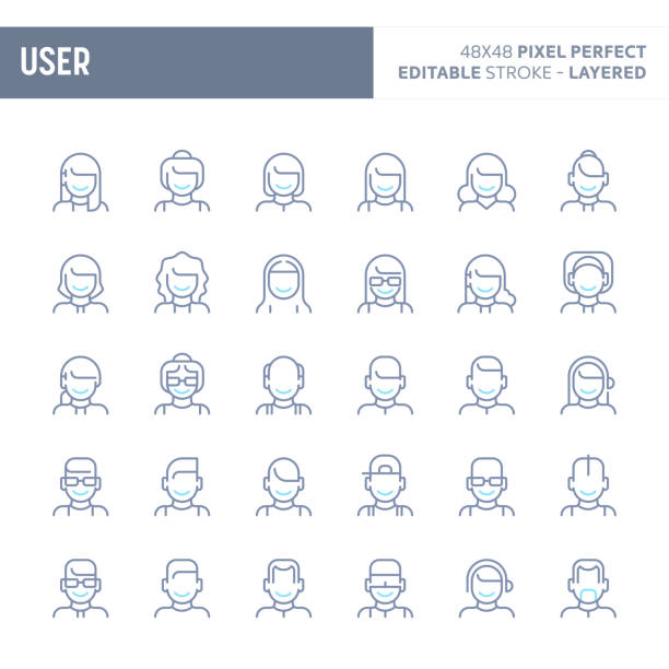 Users & Avatar Minimal Vector Icon Set (EPS 10) Users, avatar and profile picture - simple outline icon set. Editable strokes and Layered (each icon is on its own layer with proper name) to enhance your design workflow. hijab photos stock illustrations