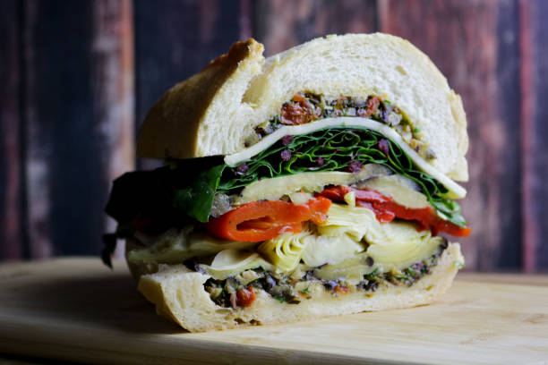 istock Italian Pressed Eggplant, Red Pepper and Olive Tapenade Sandwich 1005628236