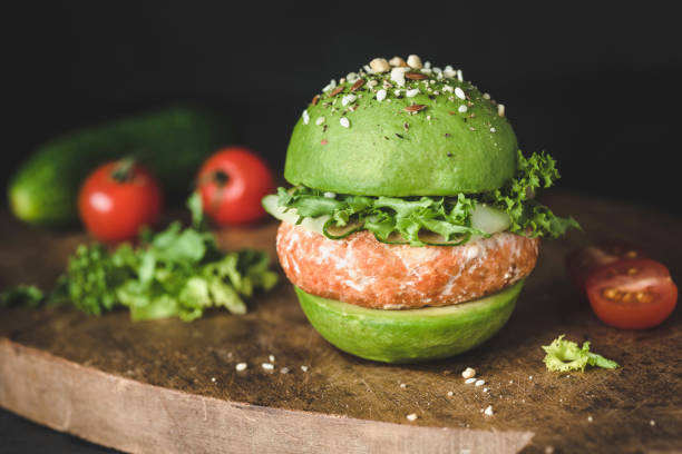 istock Vegan avocado burger with lentil pattie 1005633892