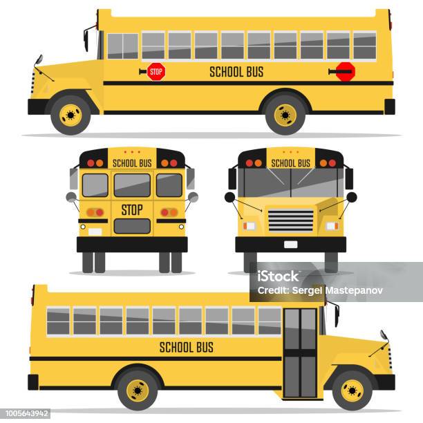 School Bus Isolated On White Background Stock Illustration - Download Image Now - School Bus, Vector, Bus