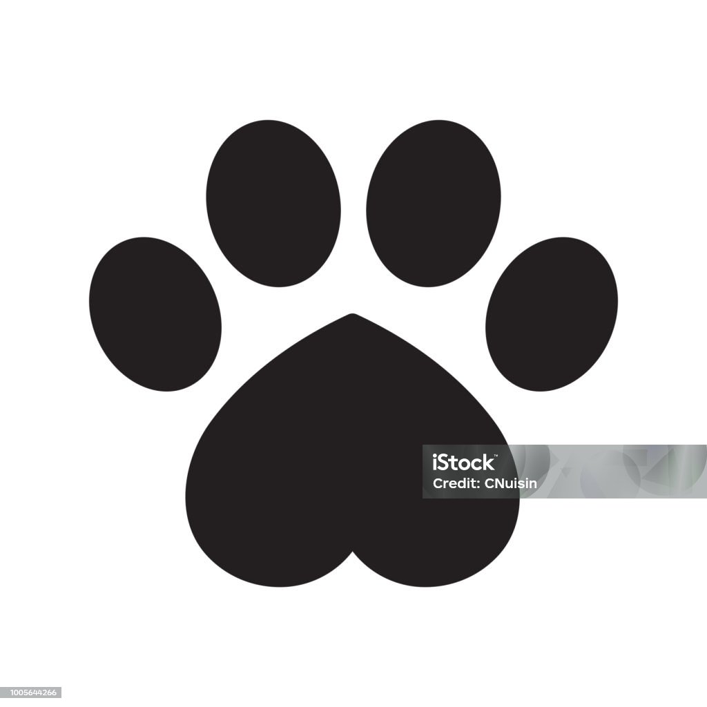 Dog paw vector footprint icona cuore logo simbolo san Valentino illustrazione grafica francese bulldog gatto orso cartone animato - arte vettoriale royalty-free di Icona