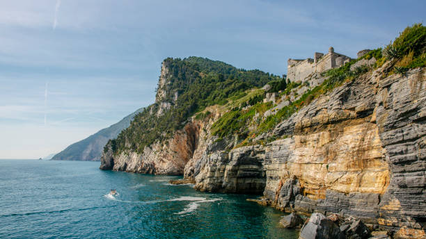 Cliff and Sea in Cinque Terre stock photo